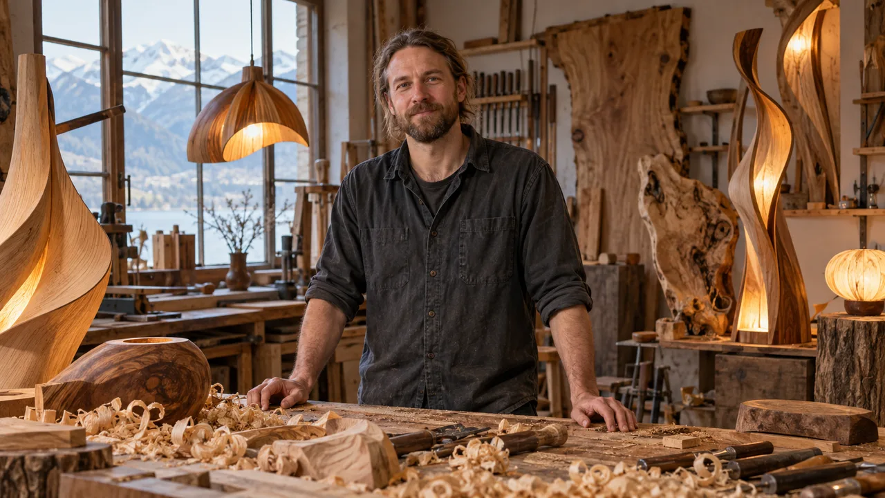 Licht aus Holz — eine kleine Leuchtenserie · KI-Konzeptbild.webp